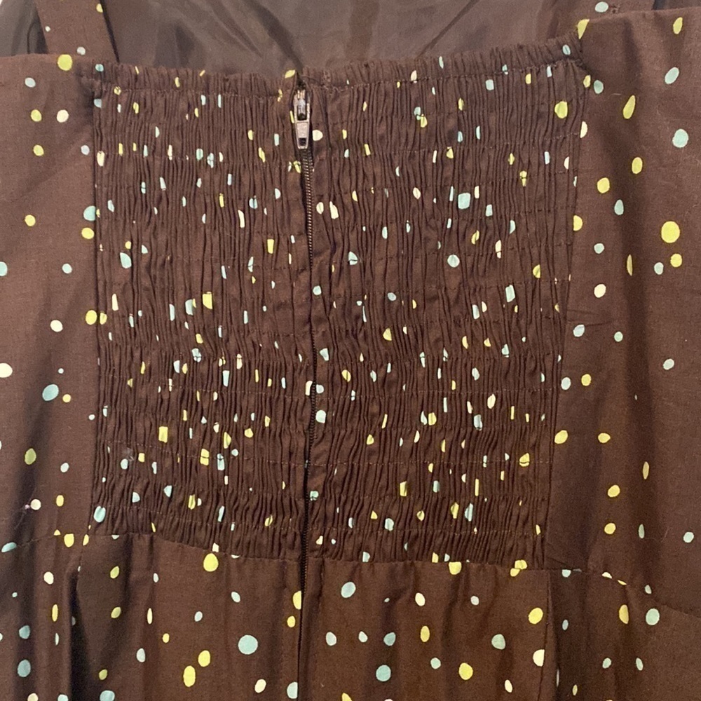 MADISON leigh brown dotted adjustable strap dress size 8 - Picture 5 of 8